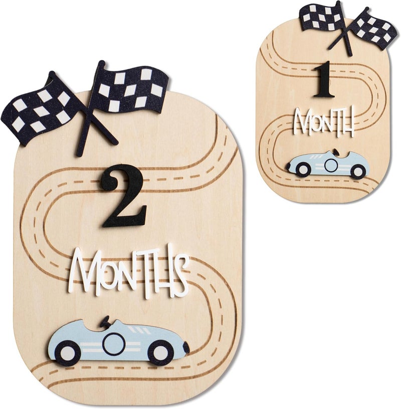 HONOCOOLS Store Baby Monthly Milestone Sign,1-12 Monthly Baby Milestone, Month Milestone Baby Boy, Baby Months Milestone, Newborn Photography Props Double-Sided (B15) - Image 1